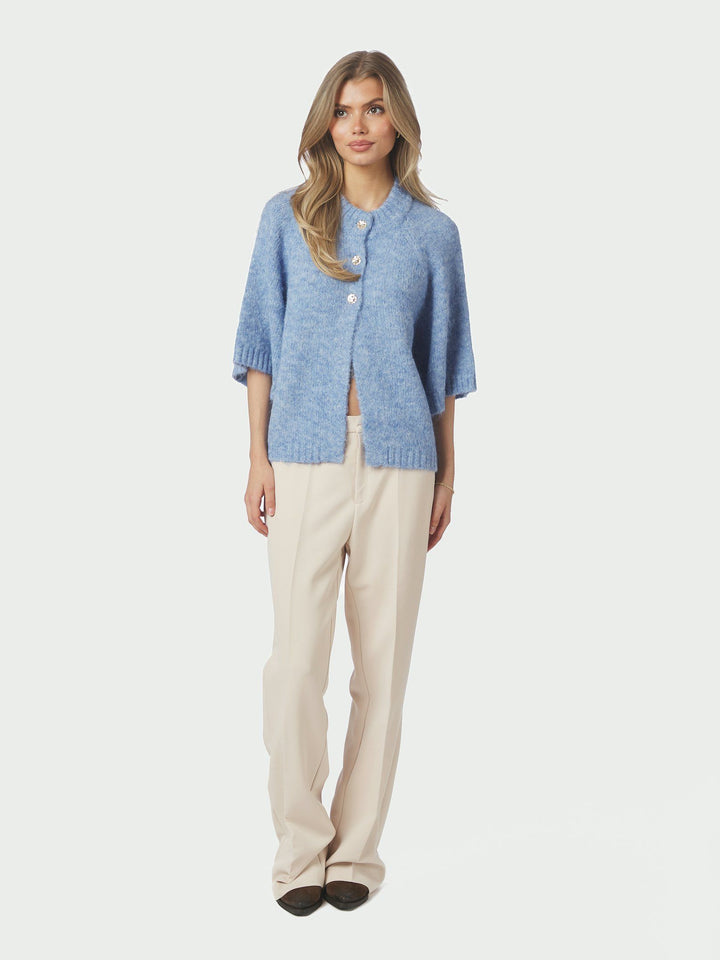 Neo Noir - Benuta Fluffy Knit Cardigan - Dusty Blue