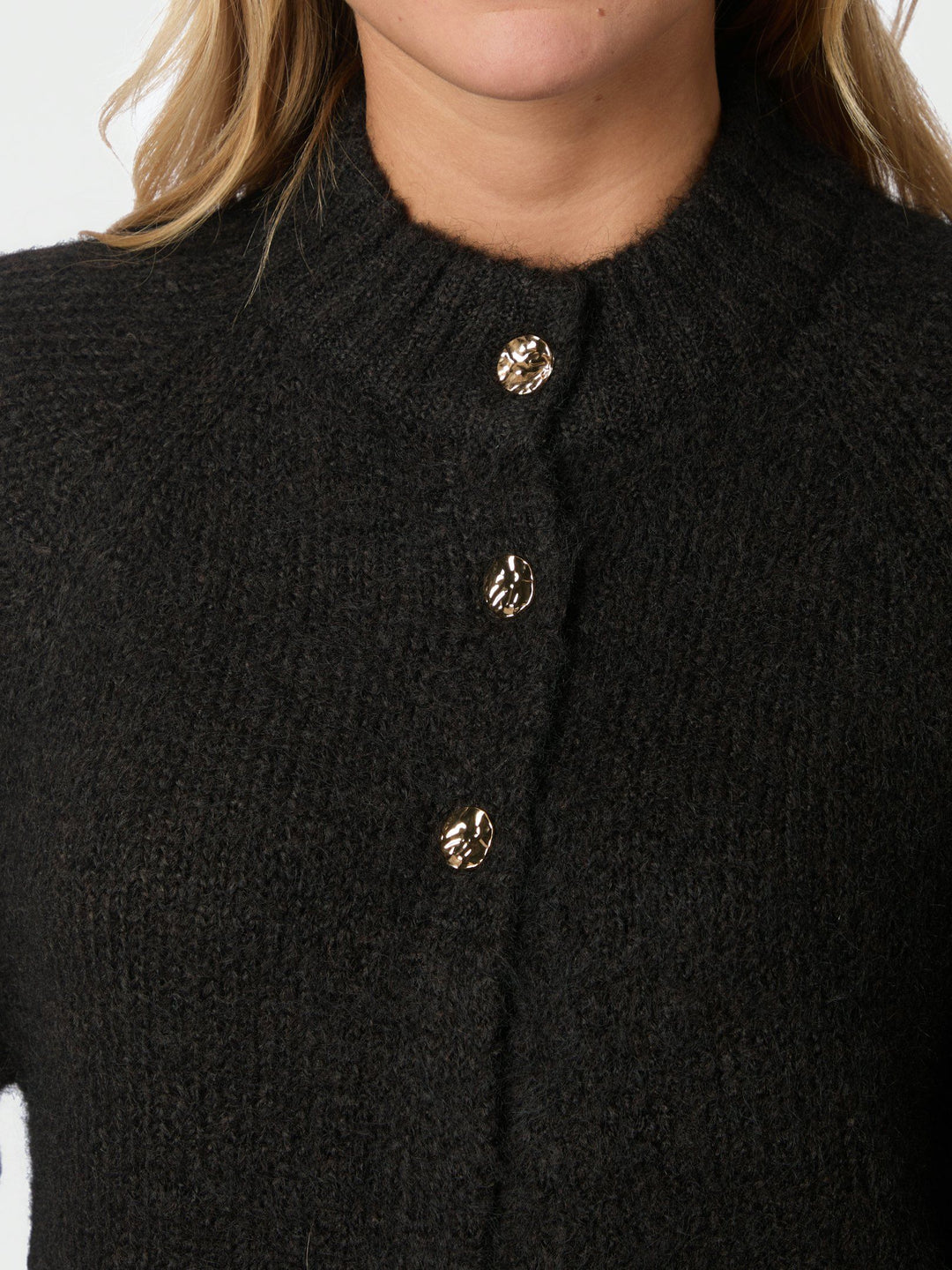 Neo Noir - Benuta Fluffy Knit Cardigan - Dark Brown