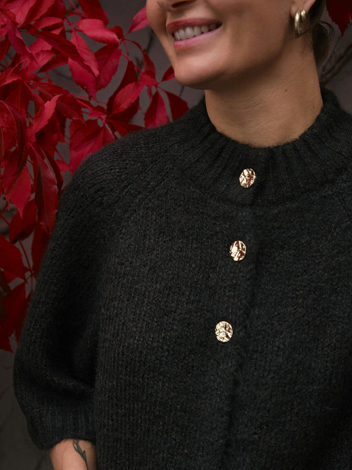 Neo Noir - Benuta Fluffy Knit Cardigan - Dark Brown