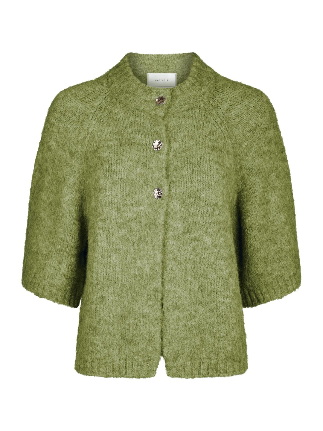 Neo Noir - Benuta Fluffy Knit Cardigan - Dusty Green