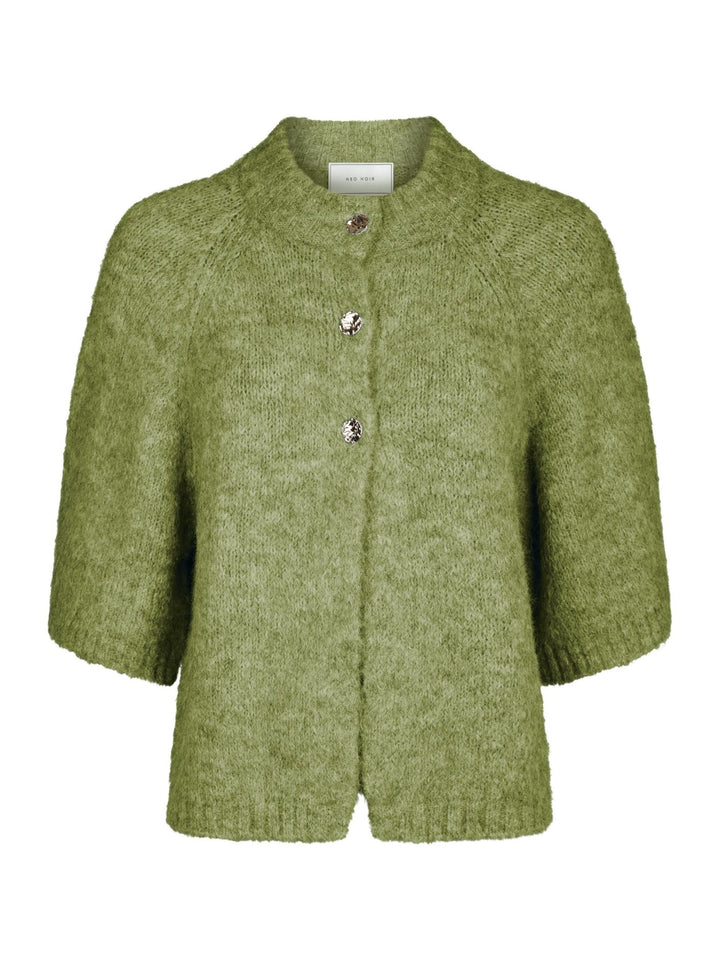 Neo Noir - Benuta Fluffy Knit Cardigan - Dusty Green