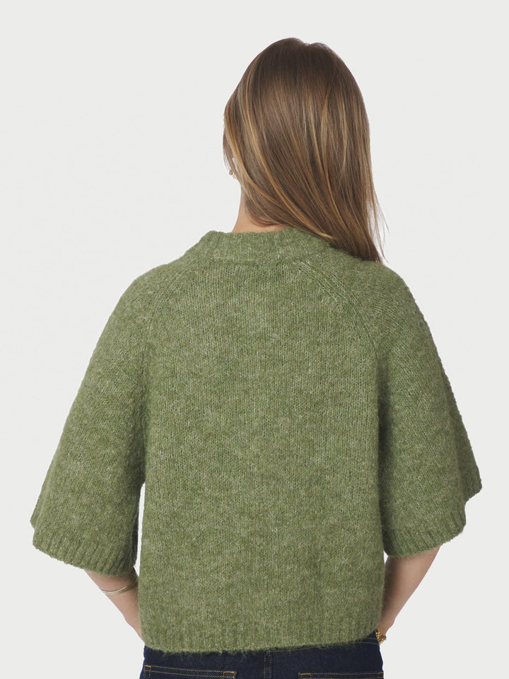 Neo Noir - Benuta Fluffy Knit Cardigan - Dusty Green