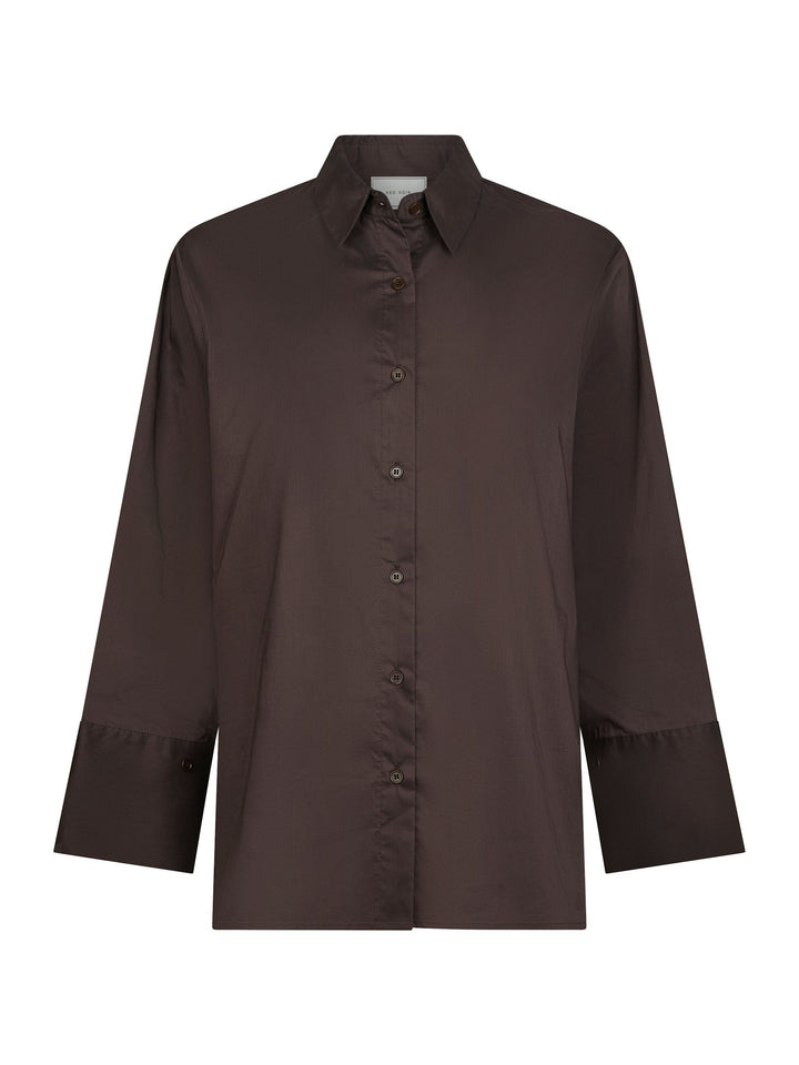 Neo Noir - Dita Poplin Shirt - Chocolate Brown