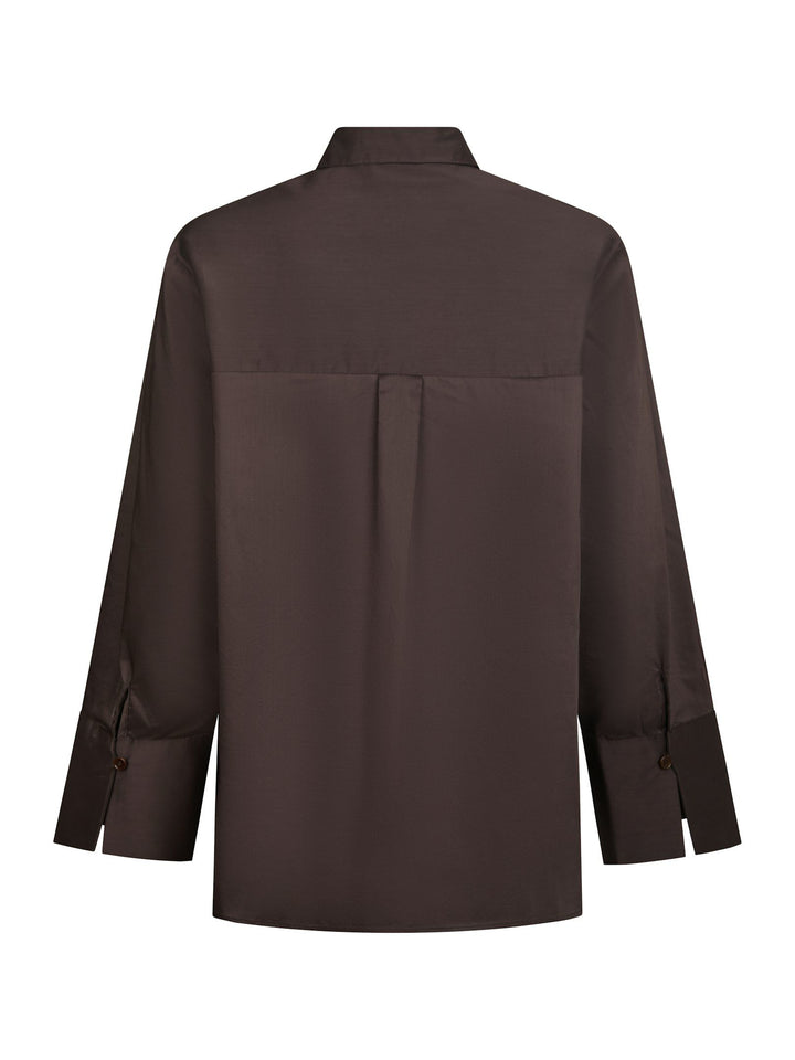 Neo Noir - Dita Poplin Shirt - Chocolate Brown