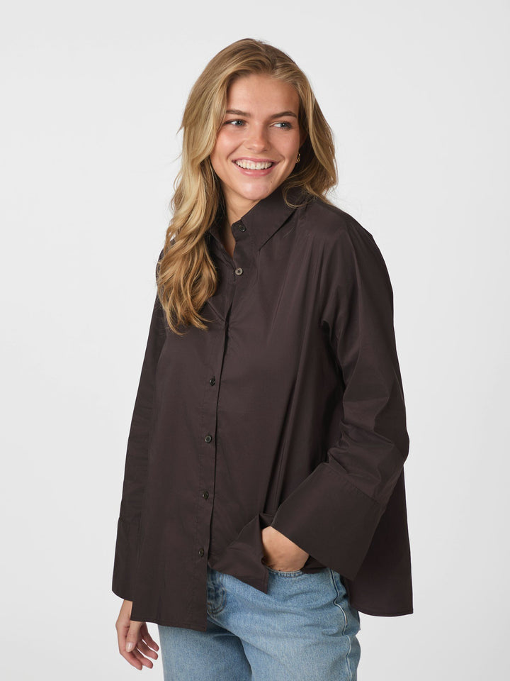 Neo Noir - Dita Poplin Shirt - Chocolate Brown