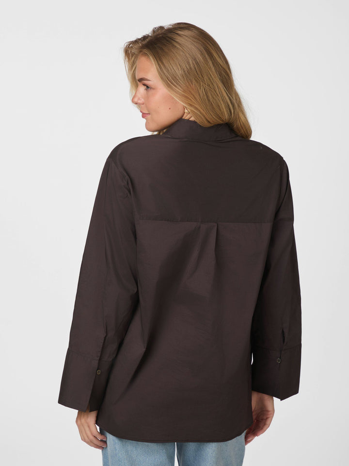 Neo Noir - Dita Poplin Shirt - Chocolate Brown