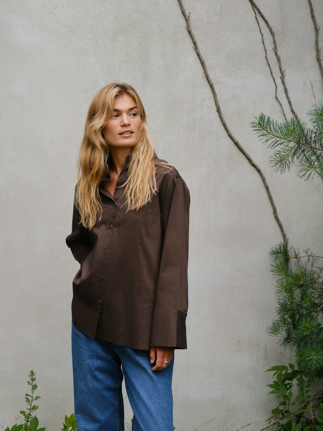Neo Noir - Dita Poplin Shirt - Chocolate Brown