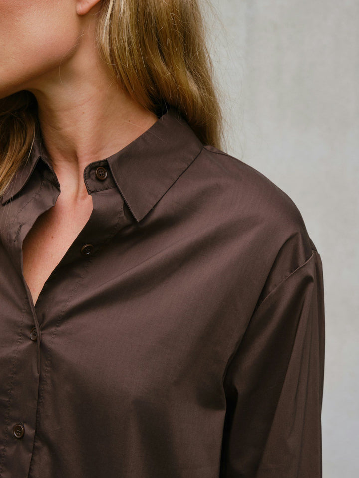 Neo Noir - Dita Poplin Shirt - Chocolate Brown