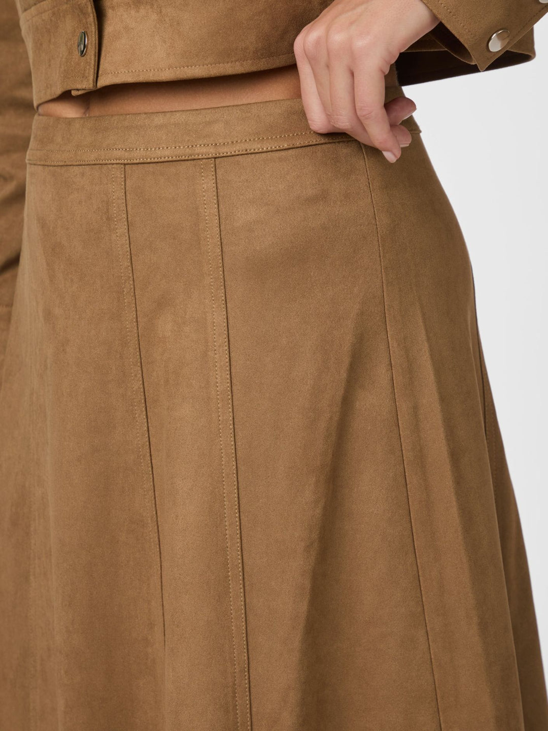 Neo Noir - Raya Faux Suede Skirt - Cognac