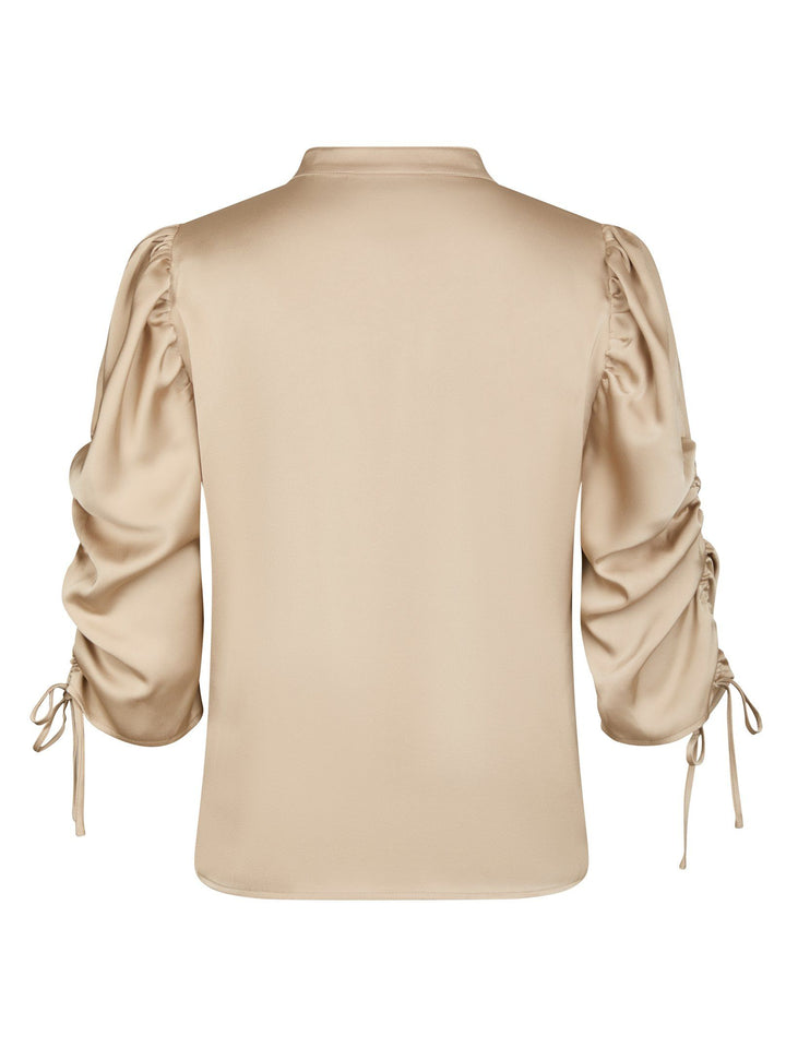 Neo Noir - Alvira Drapy Satin Blouse - Champagne