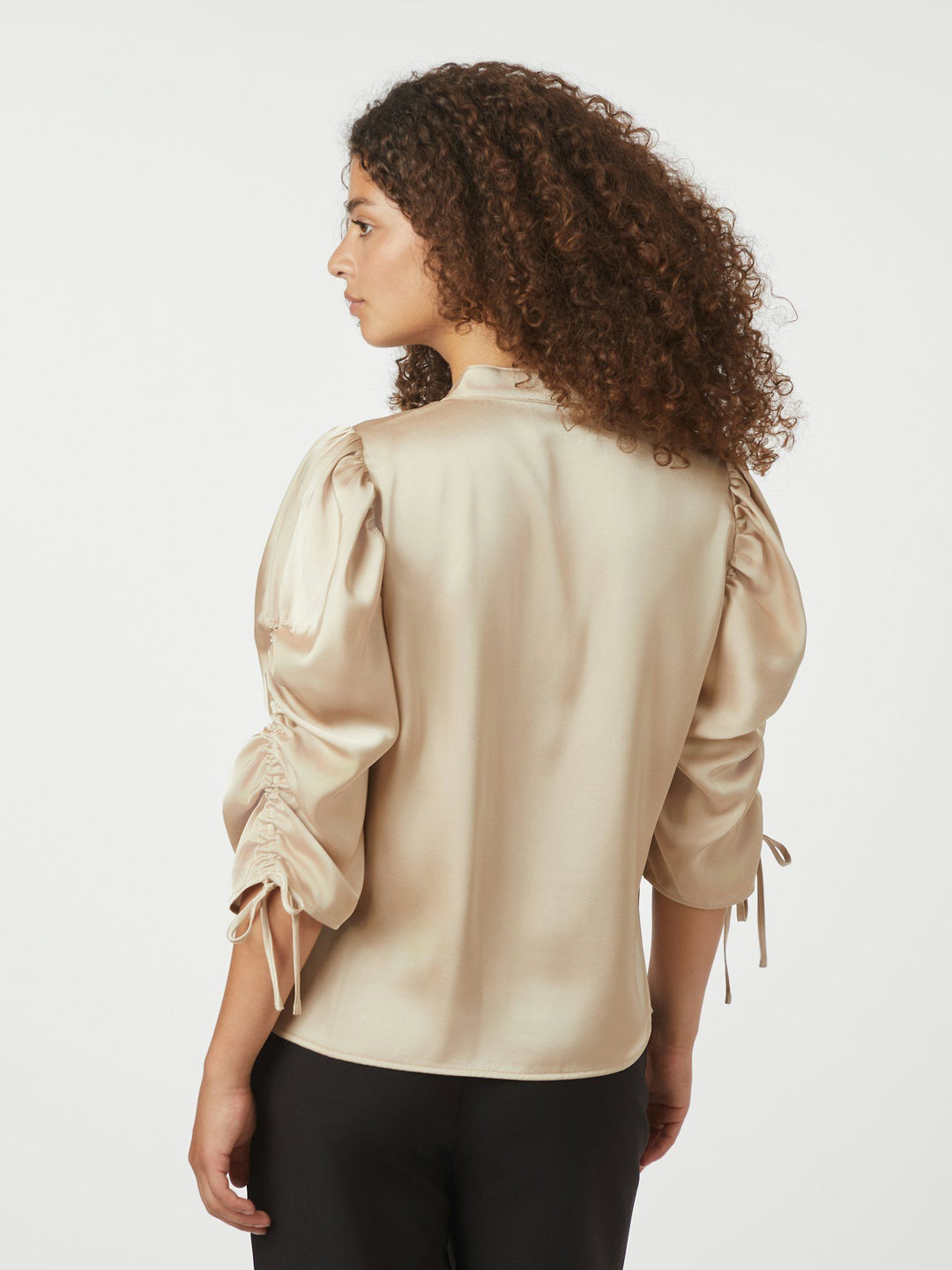 Neo Noir - Alvira Drapy Satin Blouse - Champagne