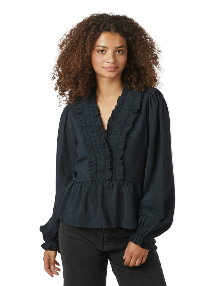 Neo Noir - Melfy Structure Blouse - Dark Navy