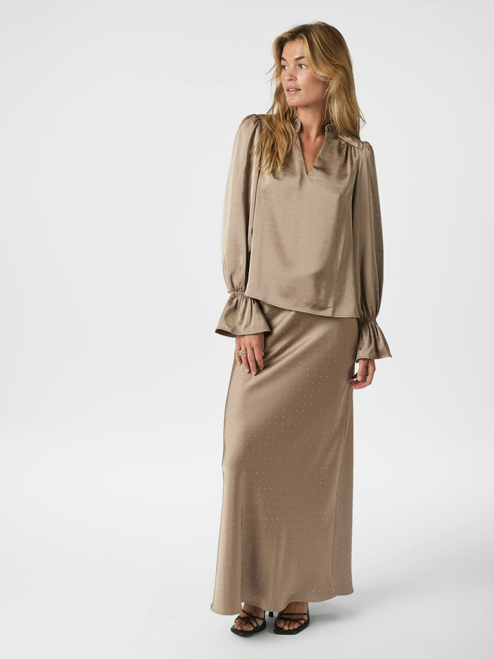 Neo Noir - Viso Heavy Sateen Bedaz Skirt - Dark Taupe