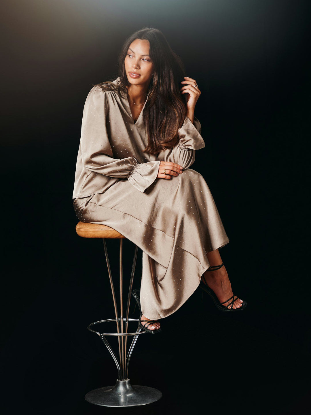 Neo Noir - Viso Heavy Sateen Bedaz Skirt - Dark Taupe