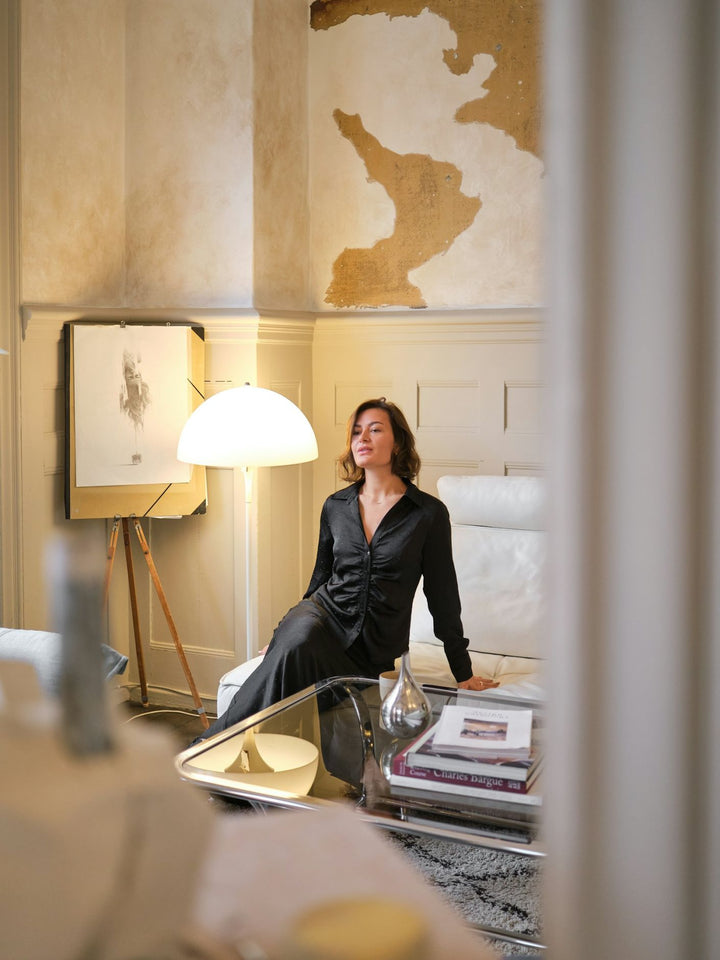 Neo Noir - Christy Heavy Sateen Bedas Blouse - Black