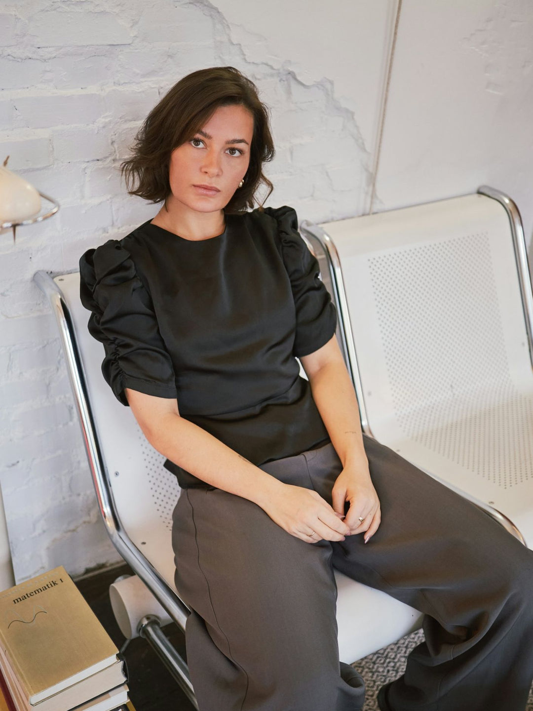 Neo Noir - Benua Heavy Sateen Blouse - Black