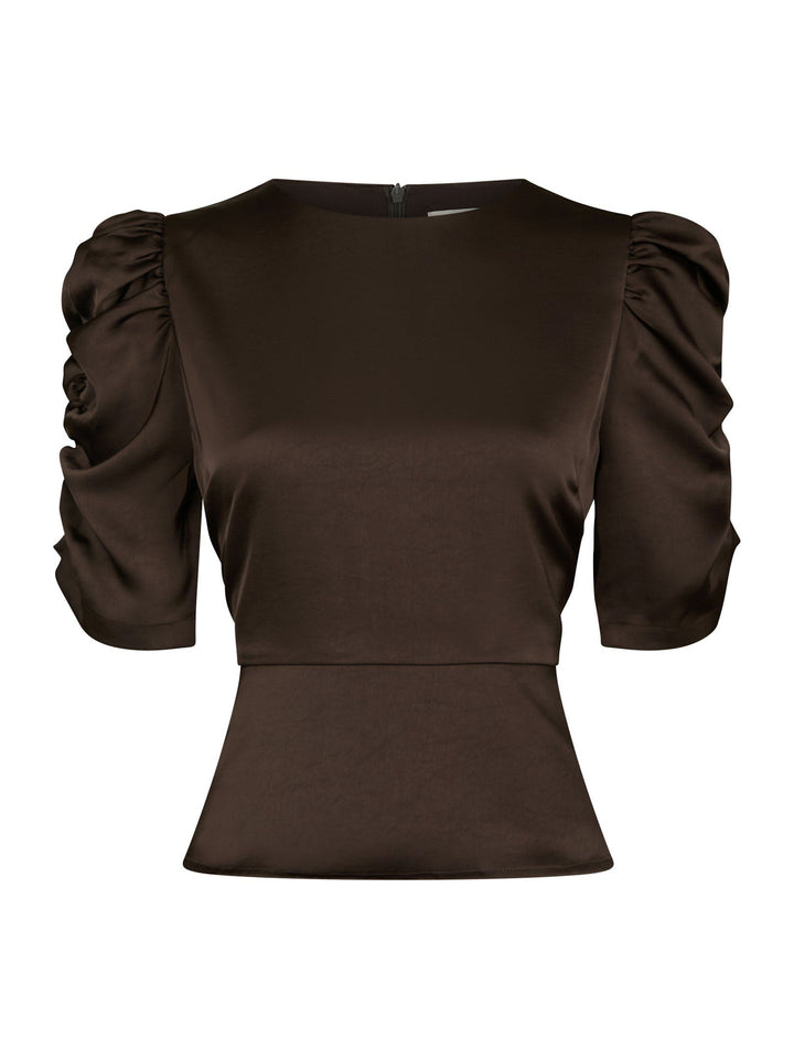NEO NOIR - Benua Heavy Sateen Blouse - Dark Brown