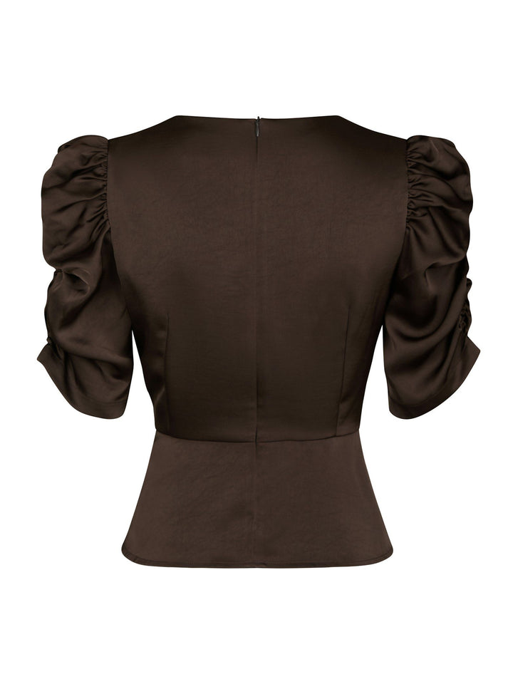 NEO NOIR - Benua Heavy Sateen Blouse - Dark Brown