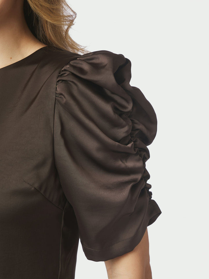 NEO NOIR - Benua Heavy Sateen Blouse - Dark Brown