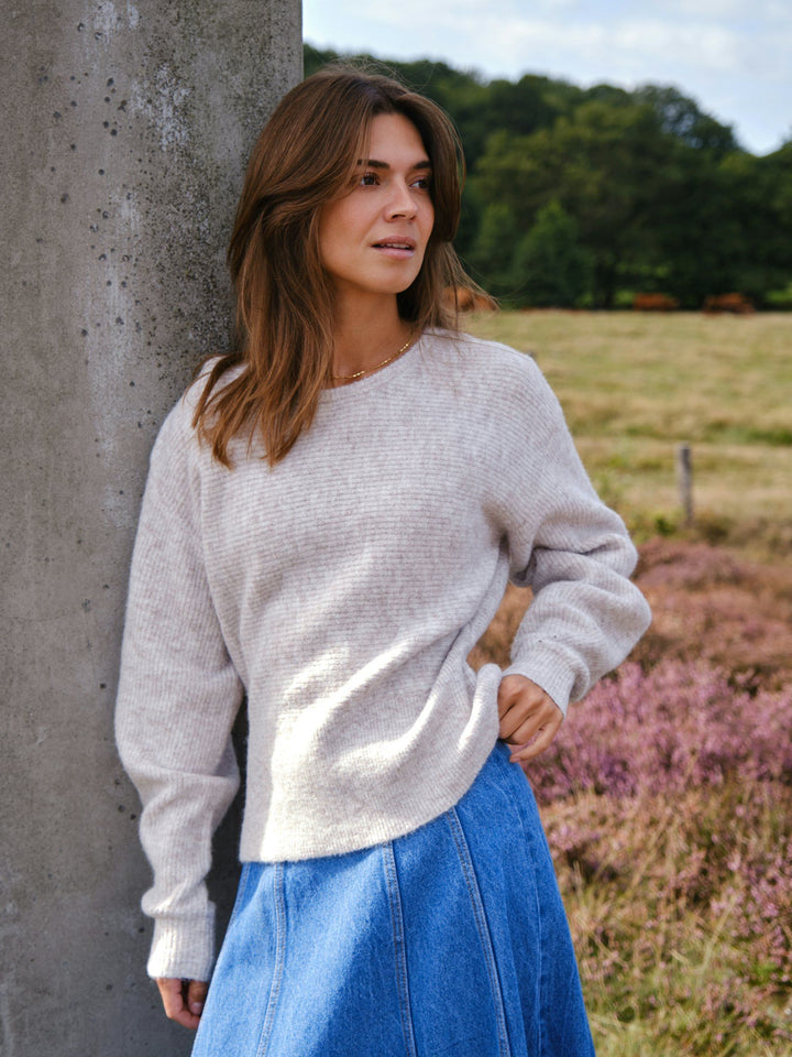 Neo Noir - Turuna Structure Knit Blouse - Sand Melange