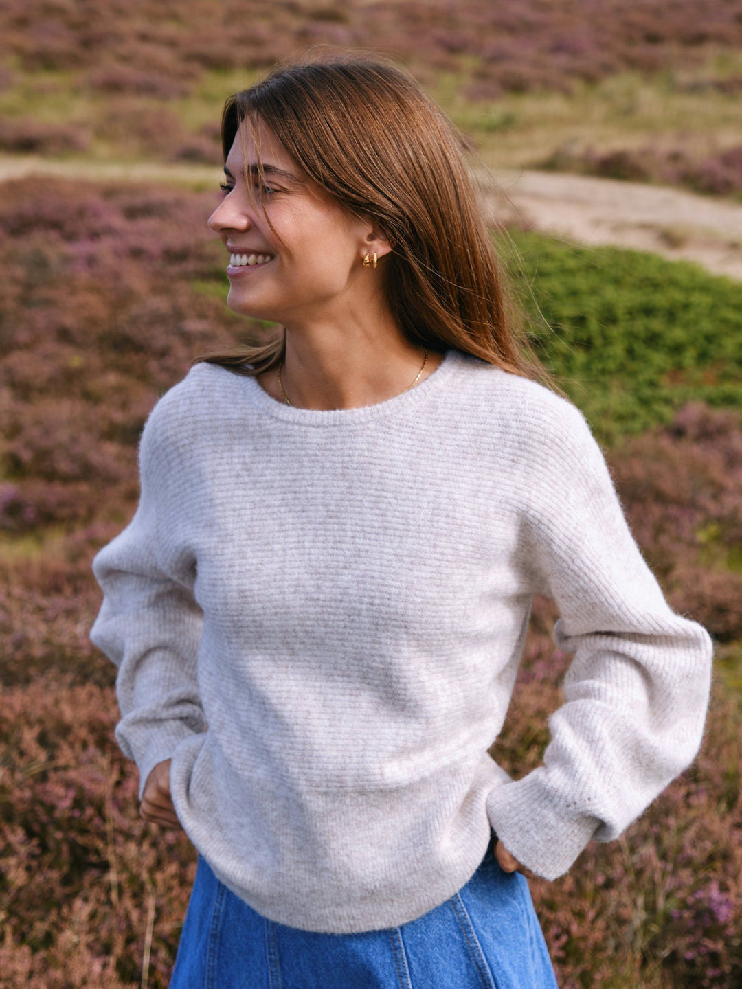 Neo Noir - Turuna Structure Knit Blouse - Sand Melange