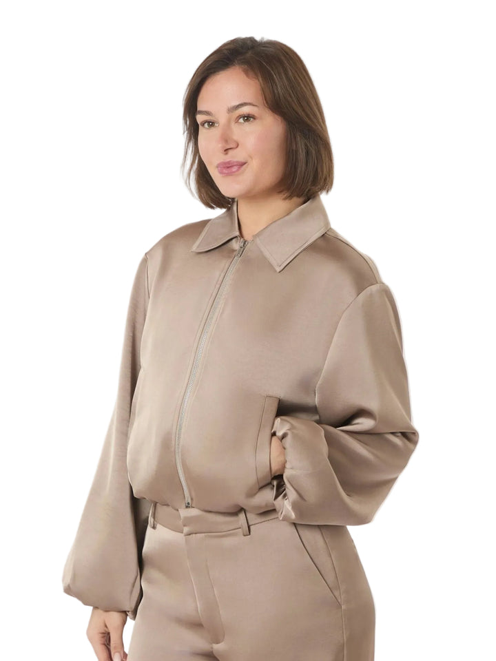 Neo Noir - Denielle Heavy Sateen Jacket - Dark Taupe