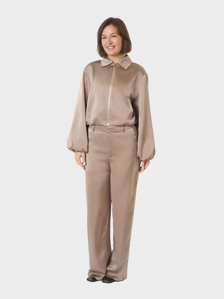 Neo Noir - Denielle Heavy Sateen Jacket - Dark Taupe