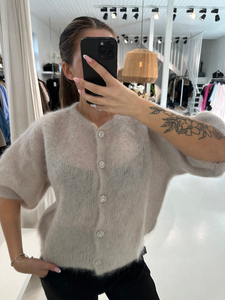 DIAMANT - Fluffy Mohair Cardigan - Ivory