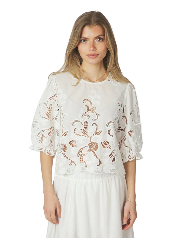 Neo Noir - Fia Embroidery Blouse - White