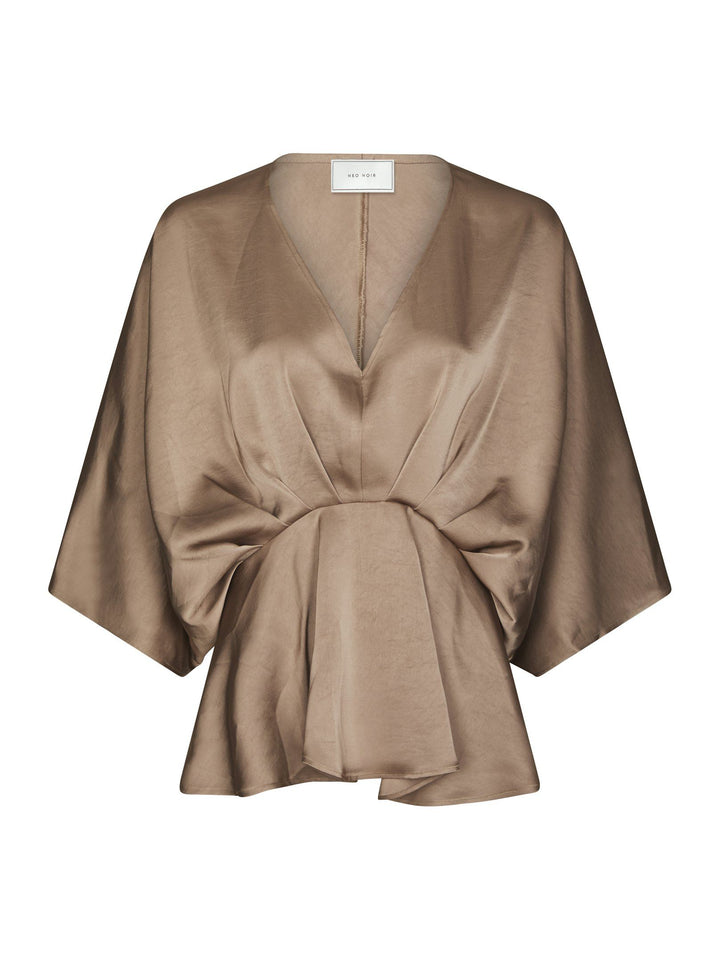 Neo Noir - Rivina Heavy Sateen Blouse - Dark Taupe