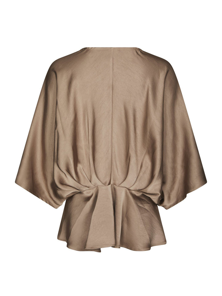 Neo Noir - Rivina Heavy Sateen Blouse - Dark Taupe