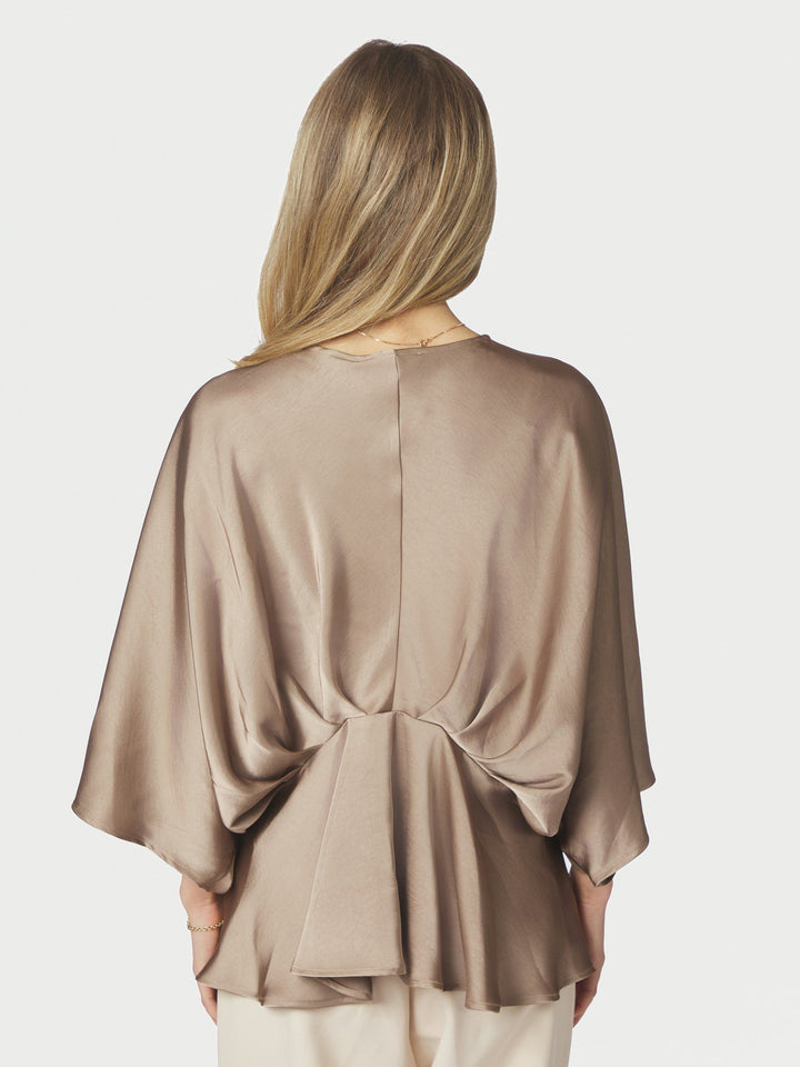 Neo Noir - Rivina Heavy Sateen Blouse - Dark Taupe