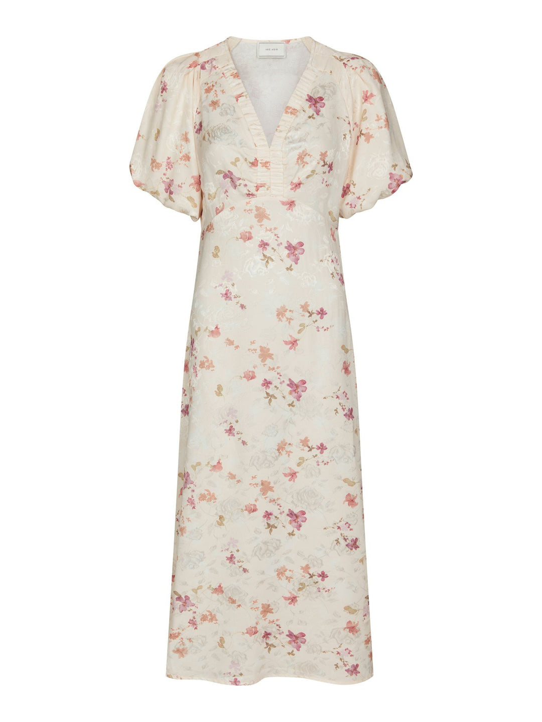 Neo Noir - Illana Sateen Print Dress - Creme