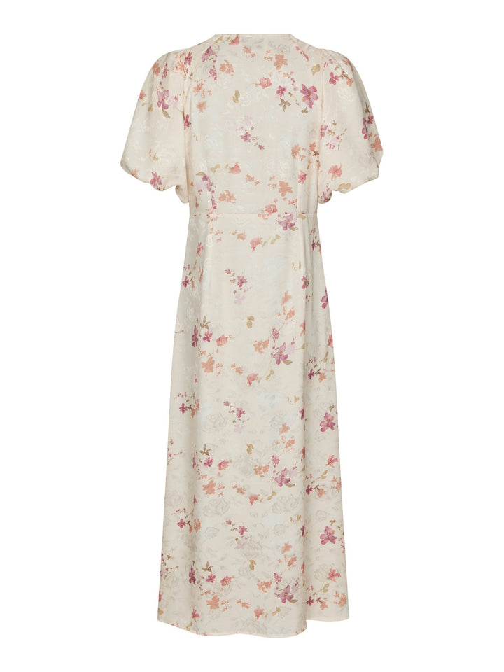 Neo Noir - Illana Sateen Print Dress - Creme