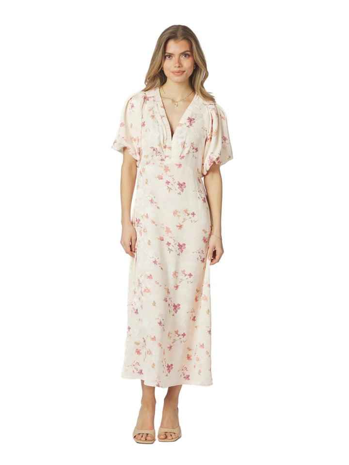 Neo Noir - Illana Sateen Print Dress - Creme
