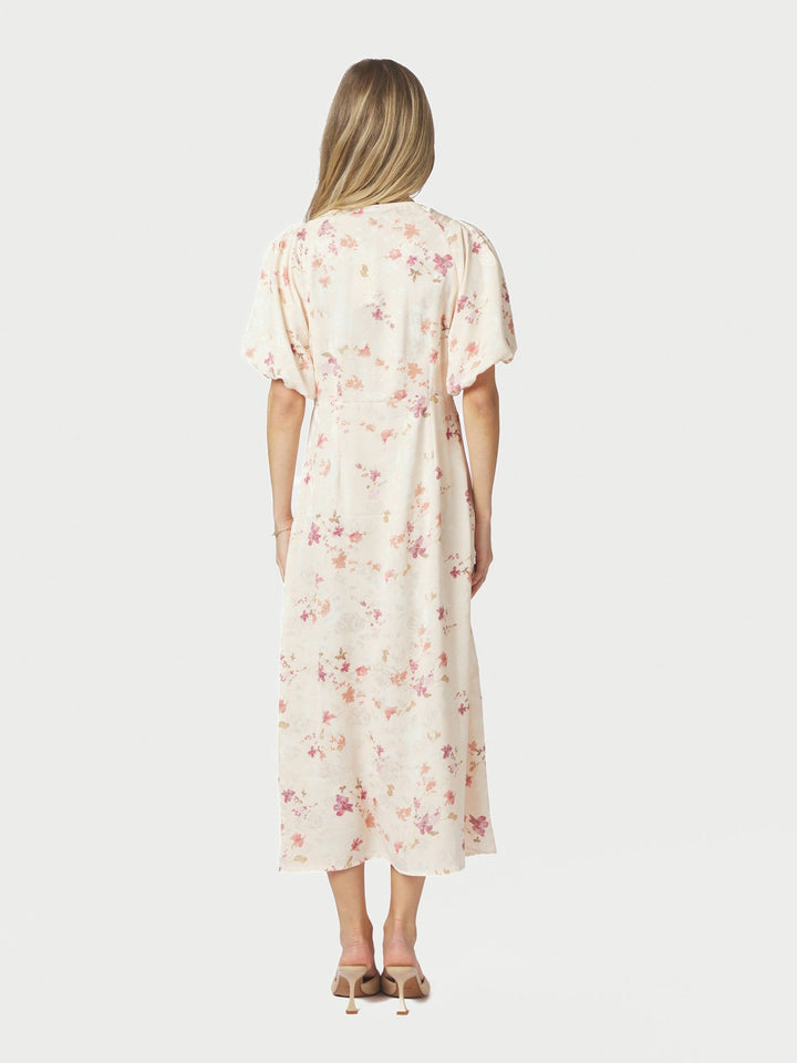 Neo Noir - Illana Sateen Print Dress - Creme