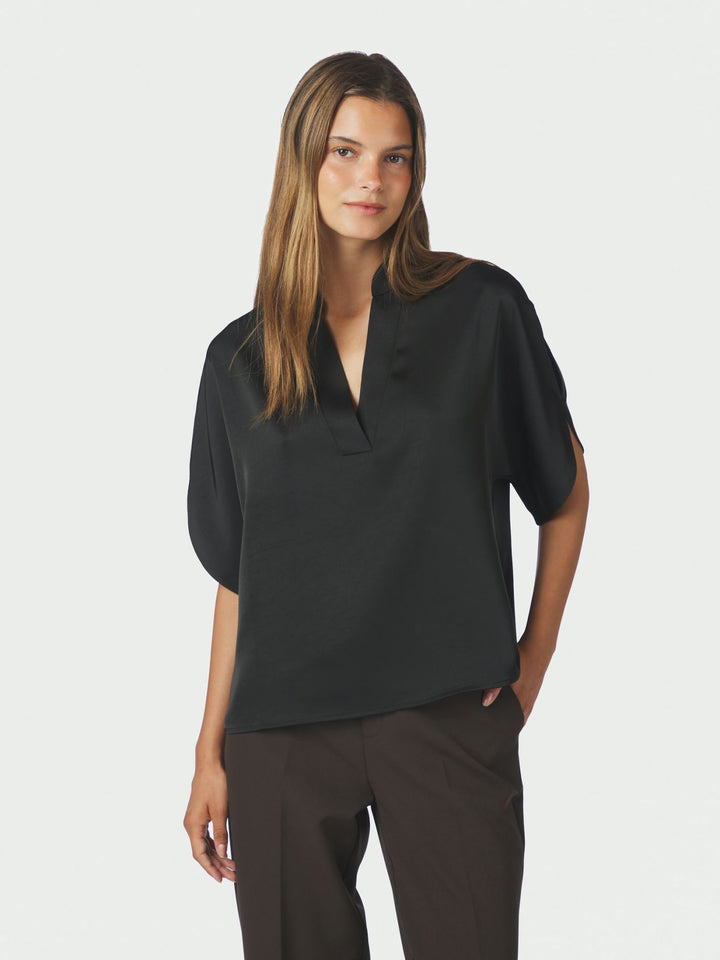Neo Noir - Anelle Heavy Sateen Blouse - Black