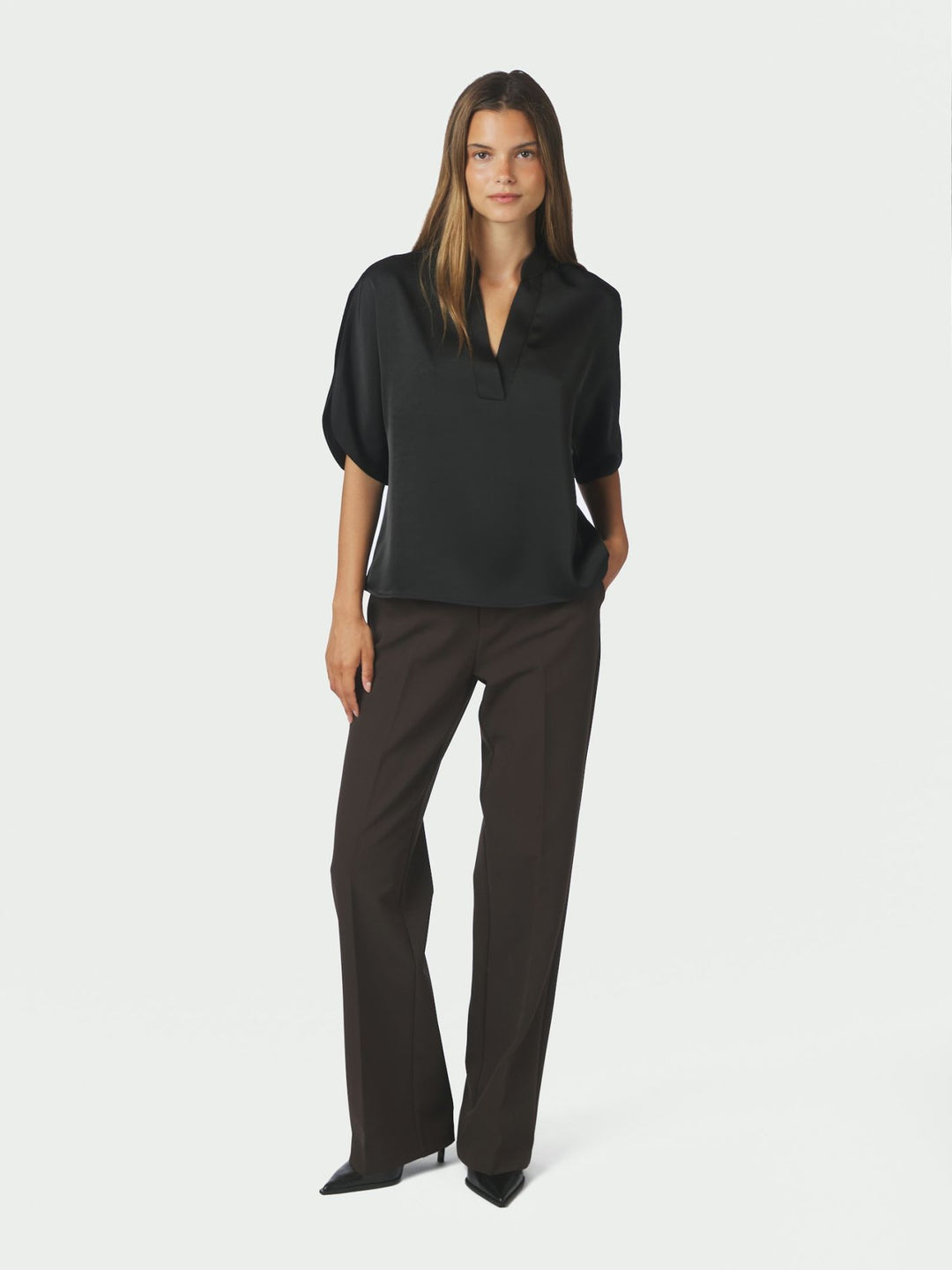 Neo Noir - Anelle Heavy Sateen Blouse - Black