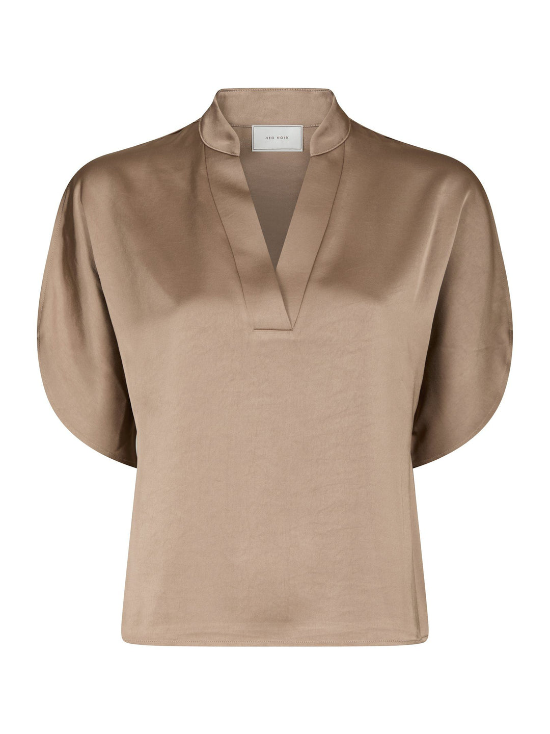 Neo Noir - Anelle Heavy Sateen Blouse - Dark Taupe