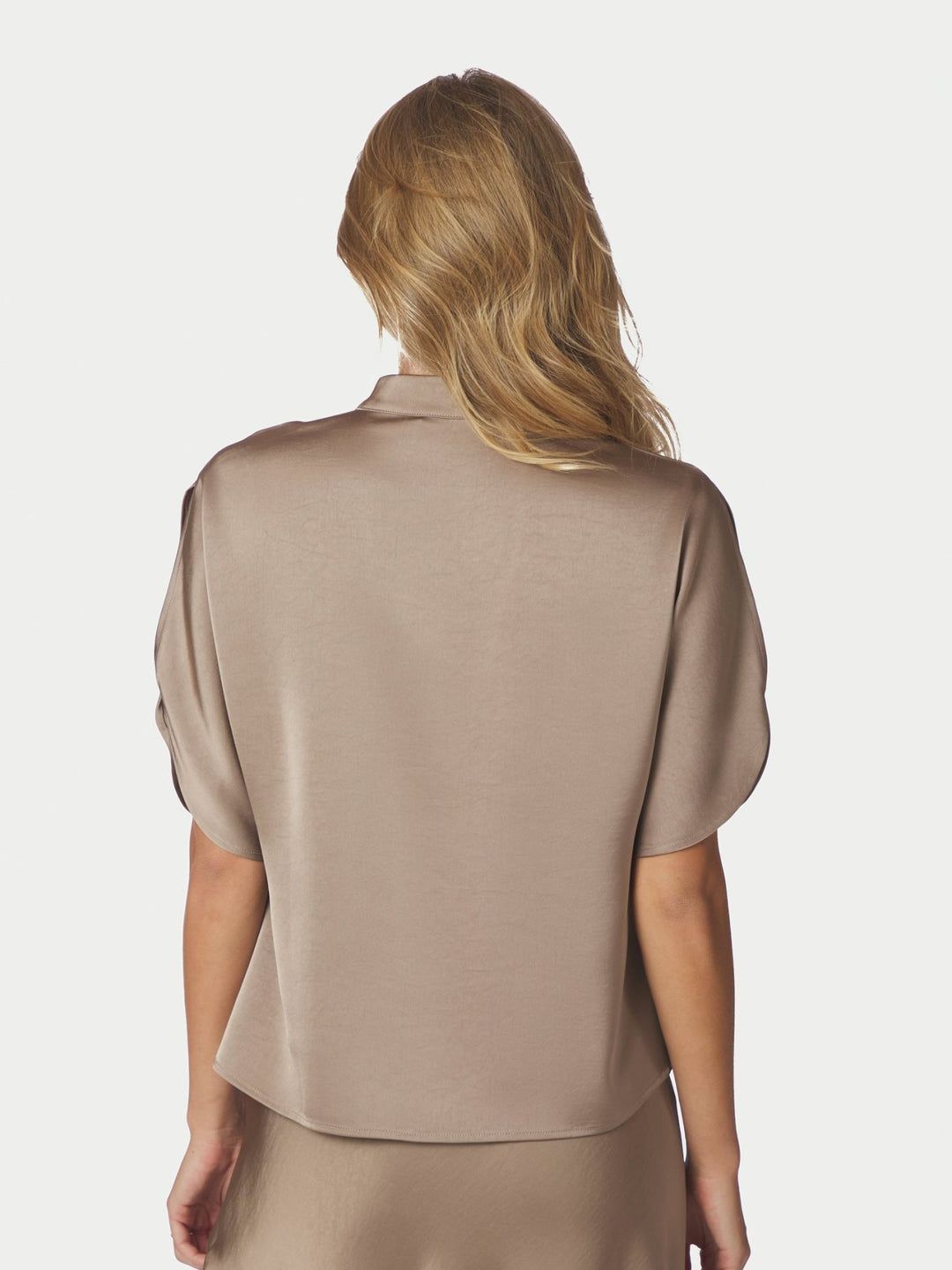 Neo Noir - Anelle Heavy Sateen Blouse - Dark Taupe