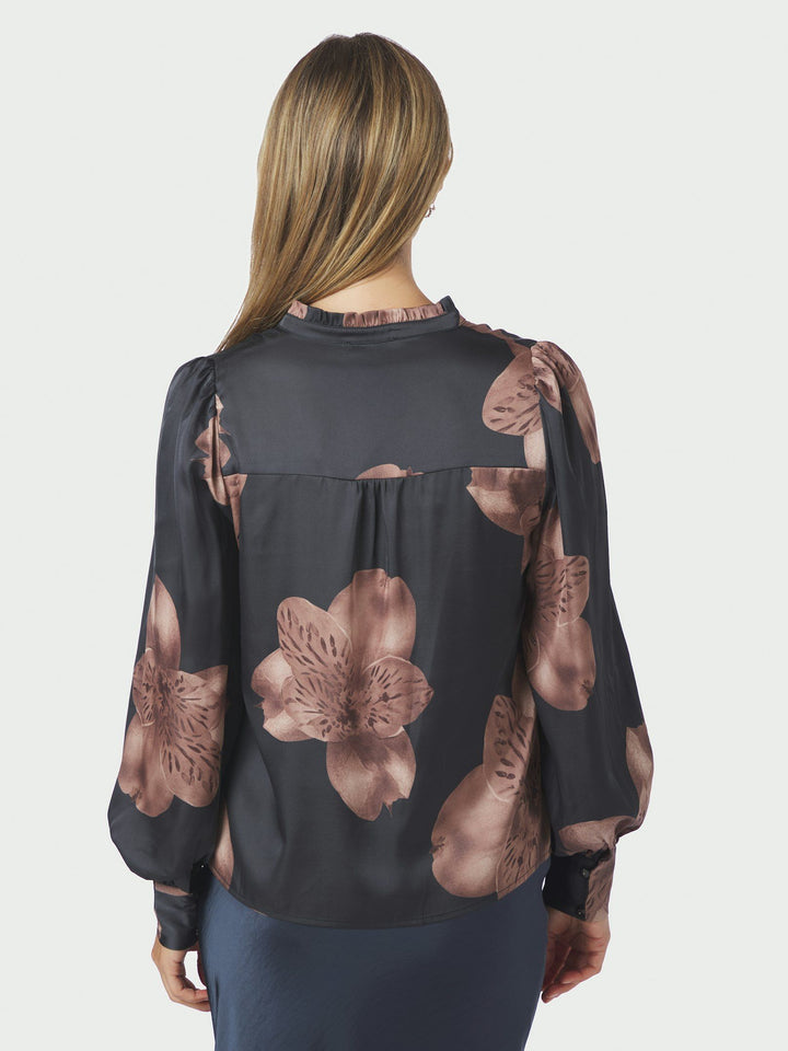 Neo Noir - Massima Misty Orchid Blouse - Midnight Blue