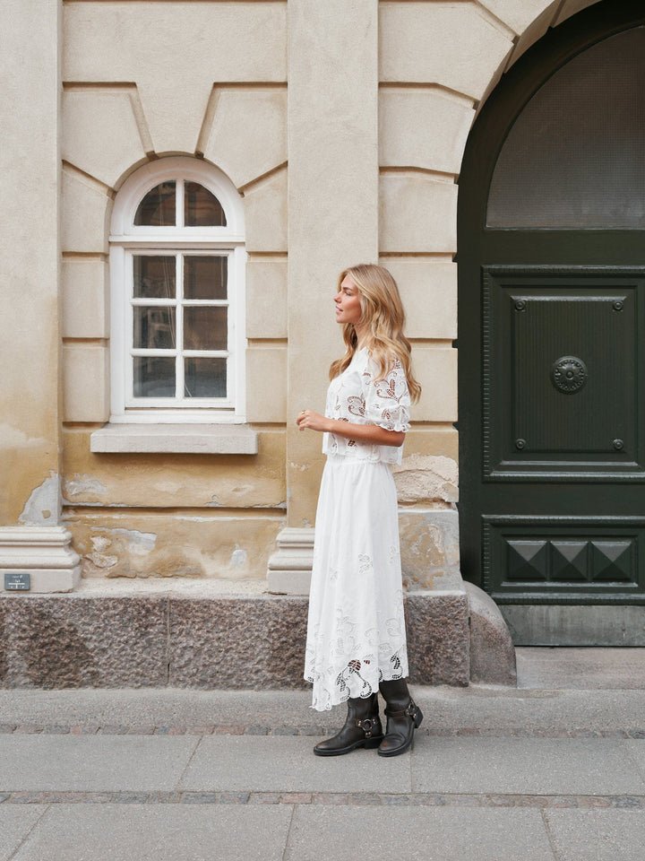 Neo Noir - Yara Long Emb Skirt - White