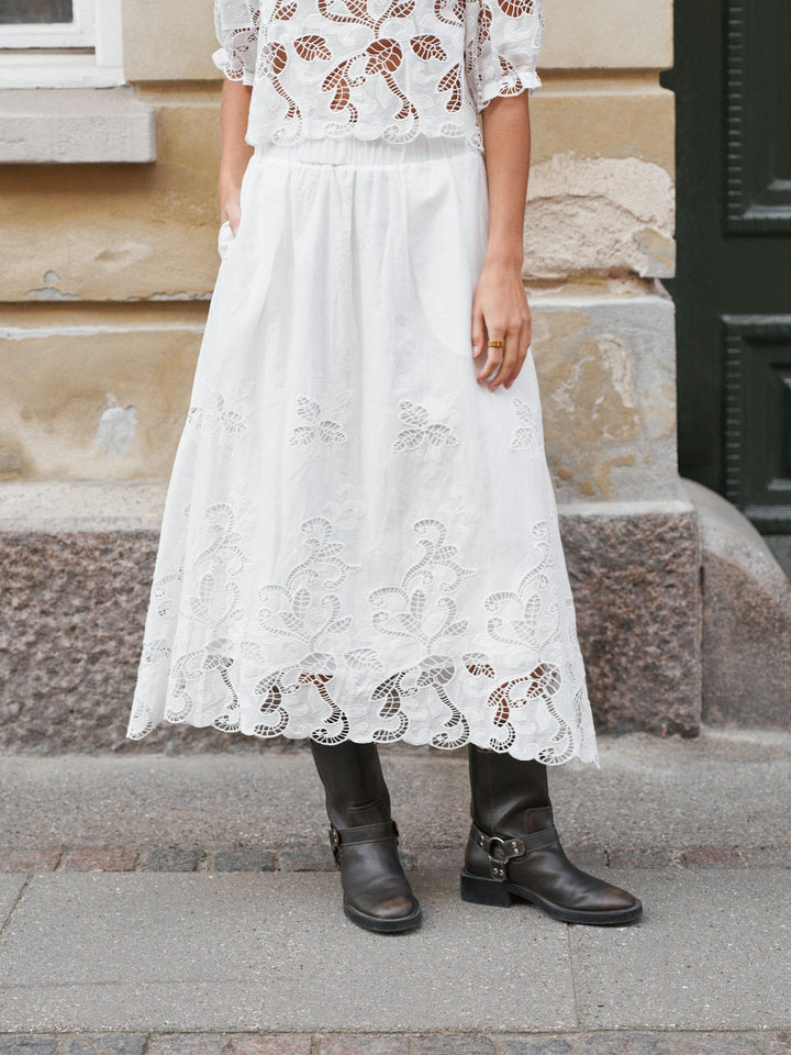 Neo Noir - Yara Long Emb Skirt - White