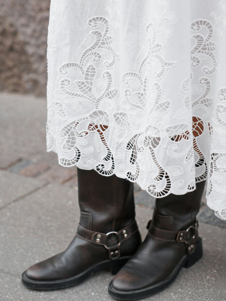 Neo Noir - Yara Long Emb Skirt - White