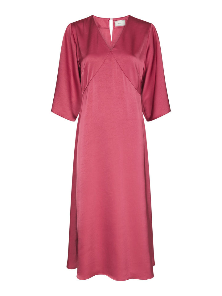 Neo Noir - Remara Heavy Sateen Dress - Cherry Pink