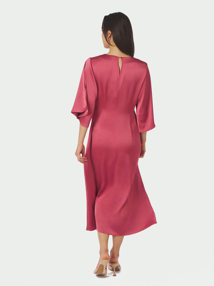 Neo Noir - Remara Heavy Sateen Dress - Cherry Pink