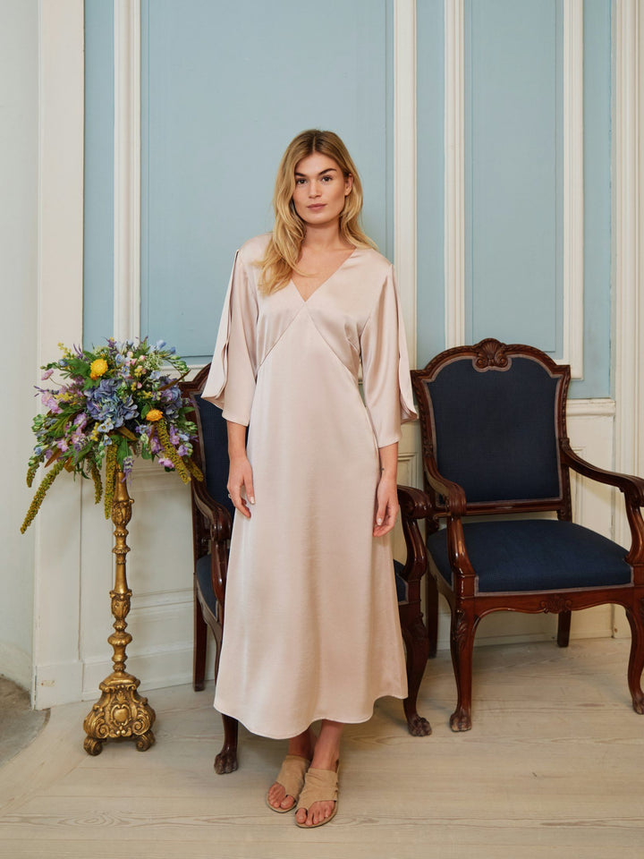 Neo Noir - Remara Heavy Sateen Dress - Champagne