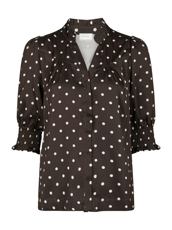 Neo Noir - Diana Big Dot Blouse - Dark Brown