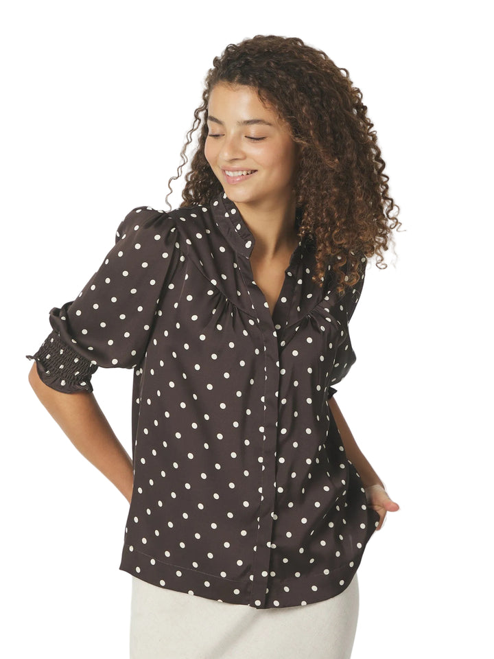 Neo Noir - Diana Big Dot Blouse - Dark Brown