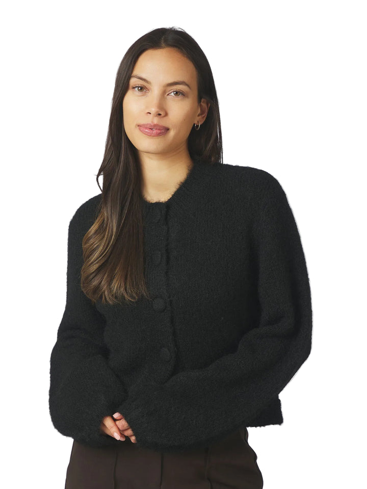 NEO NOIR - Gio Fluffy Knit Cardigan - Black